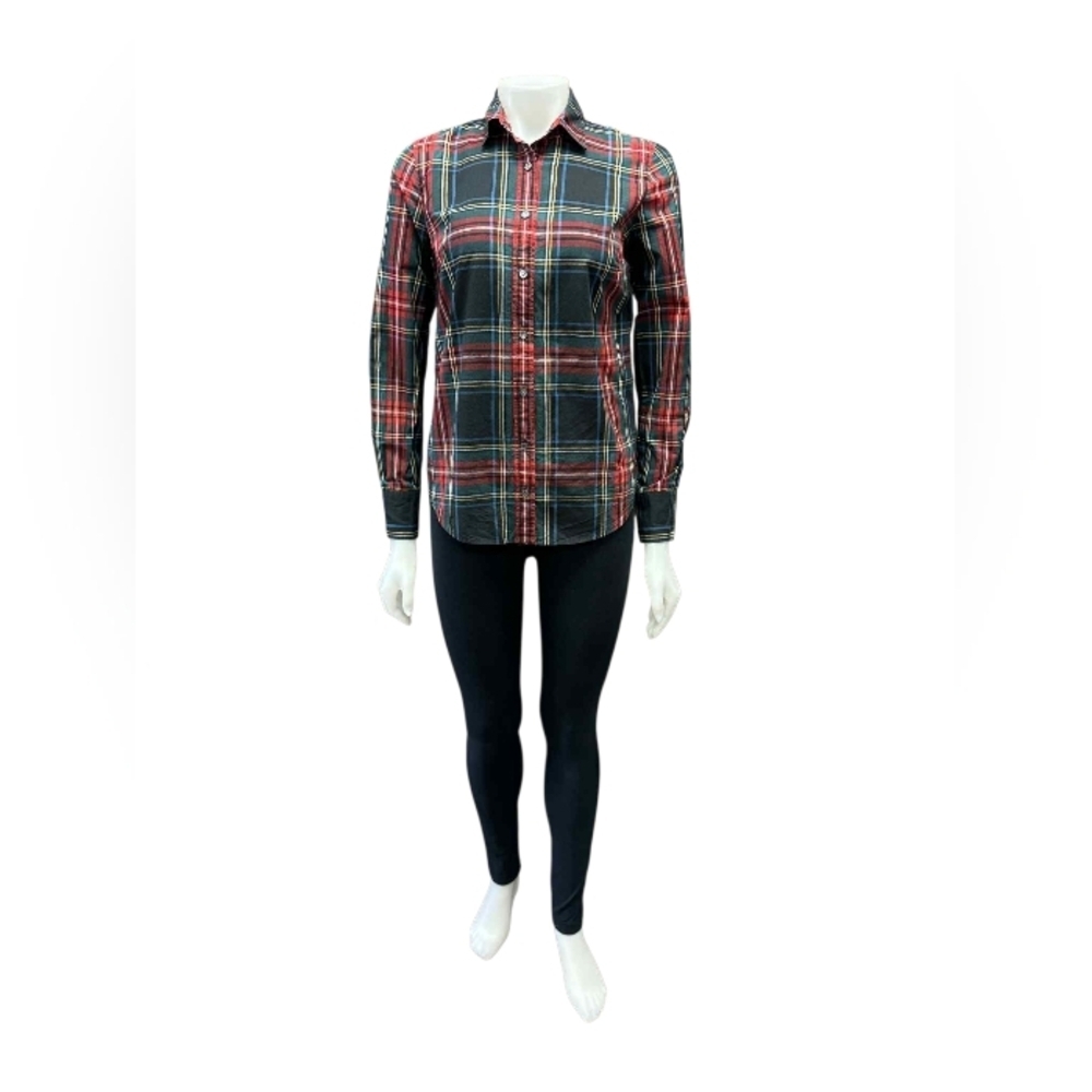 J Crew Checkered Button Down Longsleeve Red/Green/Blue EUC Size 2